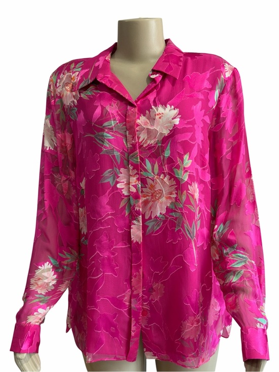 Elie Tahari Tops - Elie Tahari Hot Pink Floral Blouse
